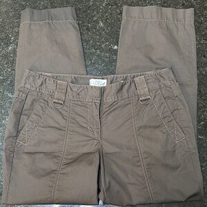 Ann Taylor Loft Marisa Pants Womens 4 Brown D-Ring Utility Straight Leg Trousers